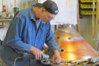 Workman At the Vendome Copper and Brass Works in Louisville, Kentucky, USA.