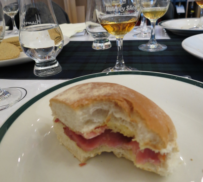 The Bacon Roll Challenge at the Whisky Shop in Dufftown in Scotland during the Spirit of Speyside Whisky Festival