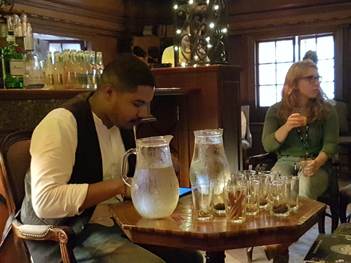 Bartender Diego at the London gin masterclass at The Trading House