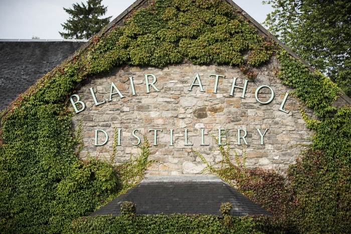 Blair Athol Distillery sign in Scotland