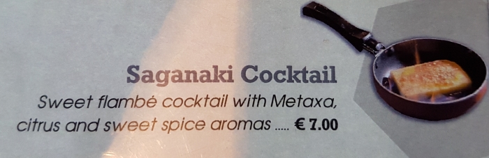 Saganaki Cocktail on the menu at the MoMix Bar Kerameikos in Athens