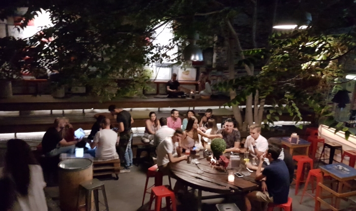 Rear outdoor patio at the MoMix Bar Kerameikos in Athens