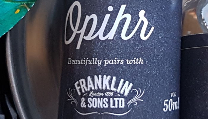 Bottle of Opihr gin for a gin and ginger ale cocktail