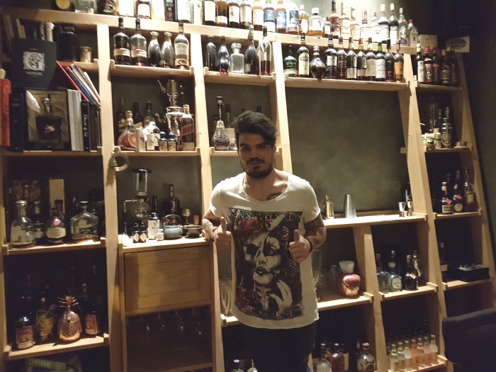 Vasilis Kyritsis at the Clumsies cocktail bar in Athens
