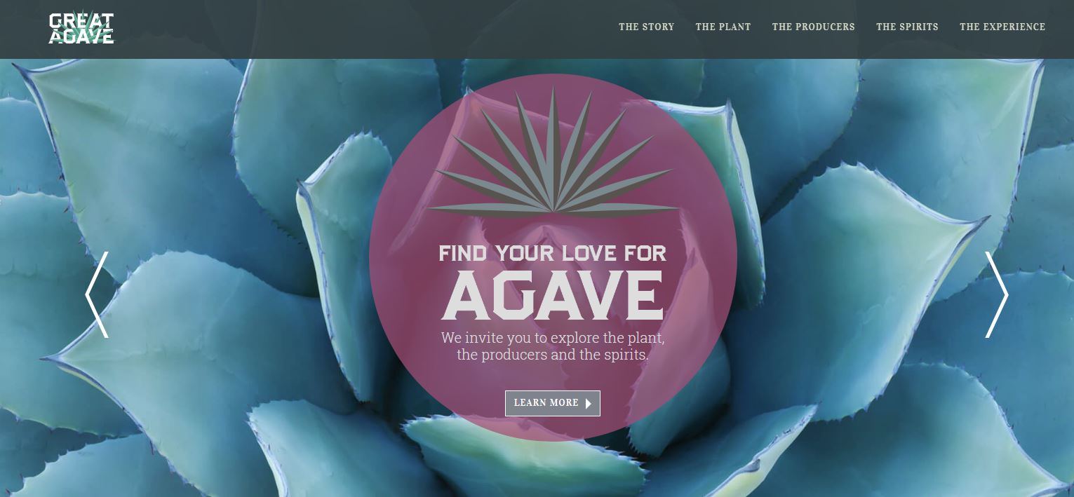 Home page of the Sazerac Great Agave website