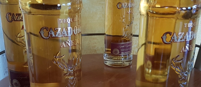 Tequila anejo bottles at the Cazadores tequila distillery in Jalisco, Mexico.