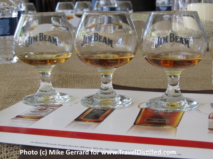 Tasting glasses at The Jim Beam Distillery on the Kentucky Bourbon Trail