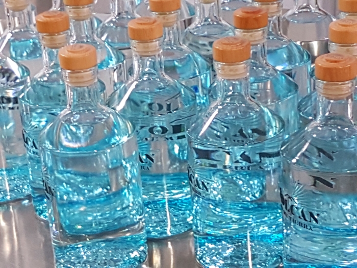 Tequila bottles at the Volcan de mi Tierra tequila distillery in Jalisco, Mexico