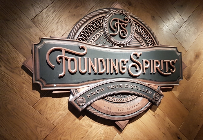 A sign at The Farmers and Distillers Restaurant and Distillery in Washington DC