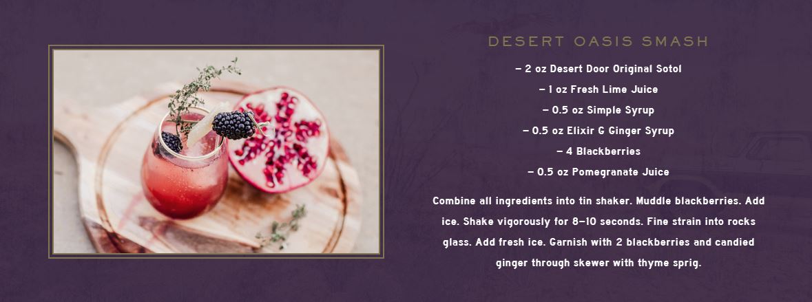 Desert Door Oasis Smash Texas Sotol Cocktail Recipe