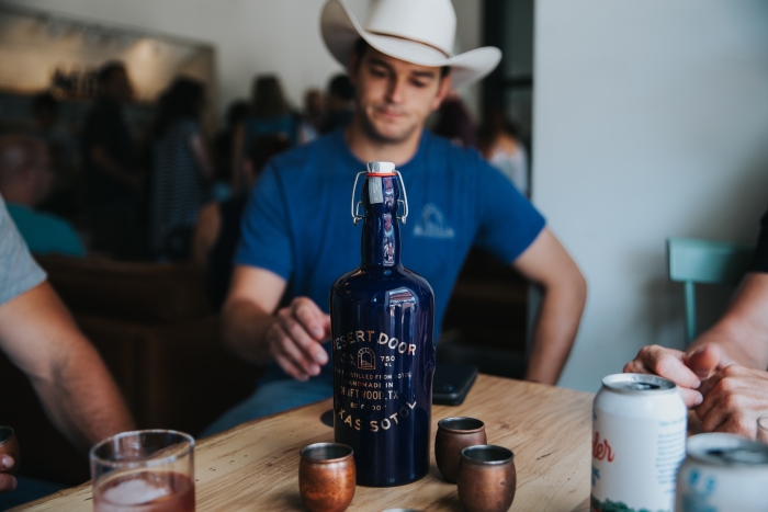 Tasting sotol at the Desert Door Texas Sotol Distillery