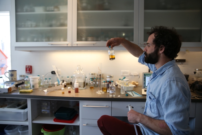 Scientist doing research at Tamworth Distilling in New Hampshire