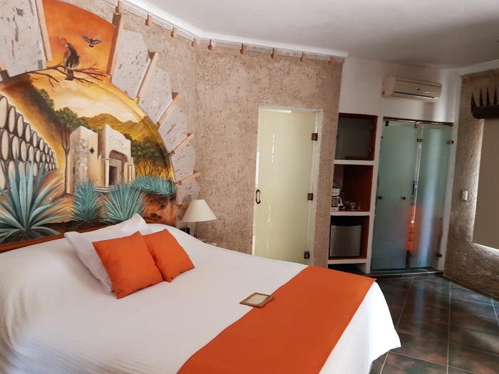 Inside a room in a villa at the Casa Nobles tequila distillery