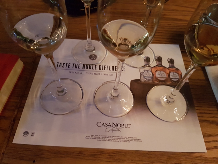 Glasses ready for tasting on a Casa Nobles tequila distillery tour