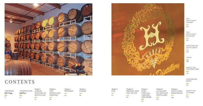 The contents pages from a review of the book The Art of Distilling