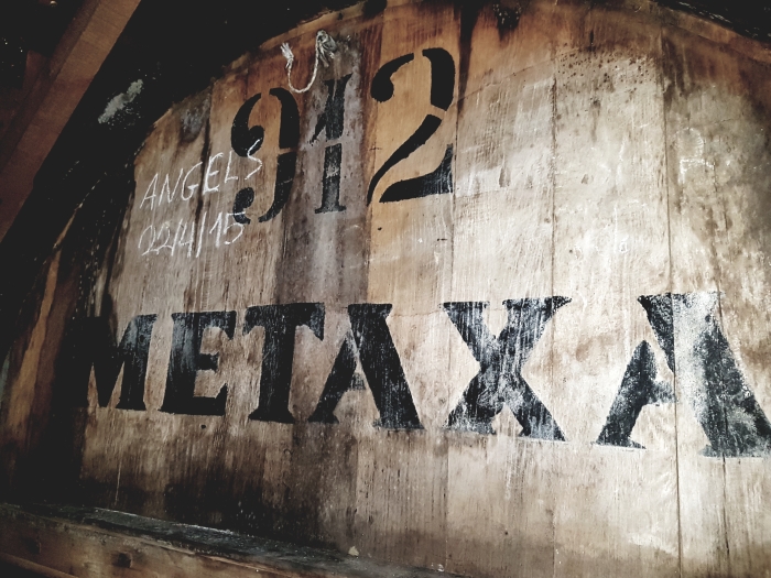 Barrel of Angels' Treasure Metaxa at their distillery cellar in Athens, Greece