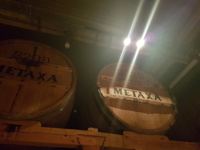 Metaxa barrels in the cellar at their distillery in Athens, Greece