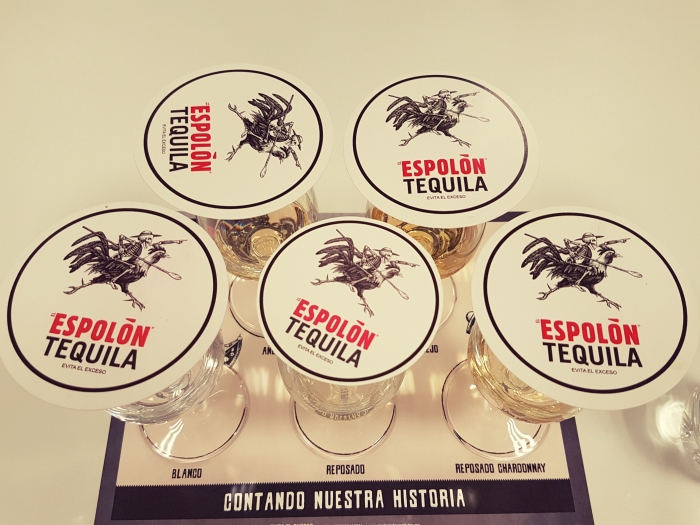 Tasting glasses at the Espolon tequila distillery in Jalisco, Mexico