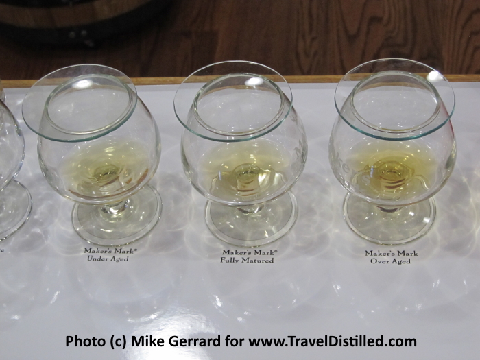 Whiskey tasting glasses at the Maker's Mark bourbon distillery