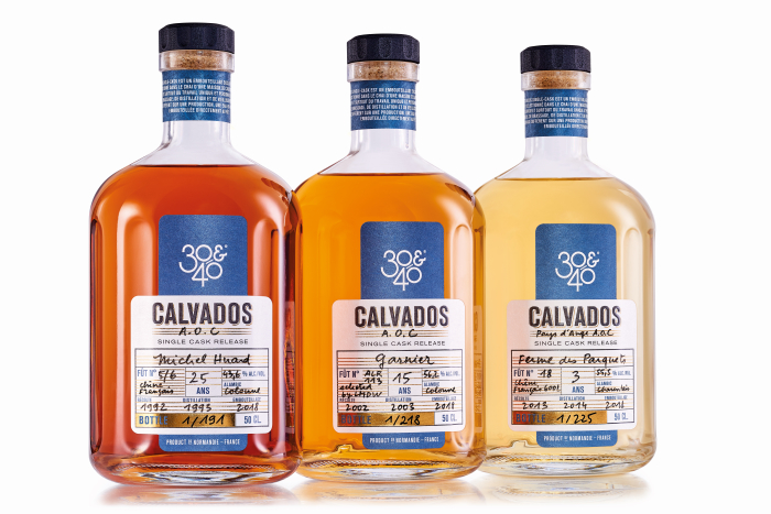 Three bottles from the 30 and 40 calvados distillery