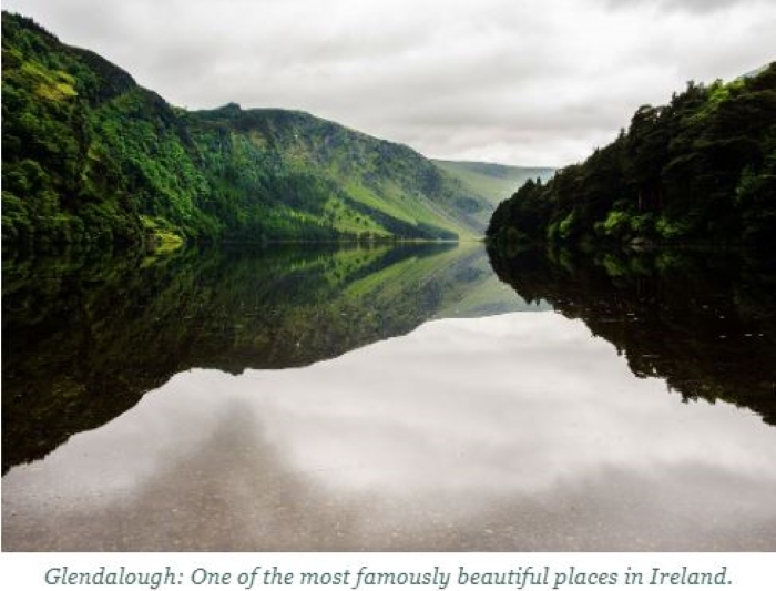 A photo of Glendalough from the book From Barley to Blarney, a guide to Ireland's whiskey distilleries.