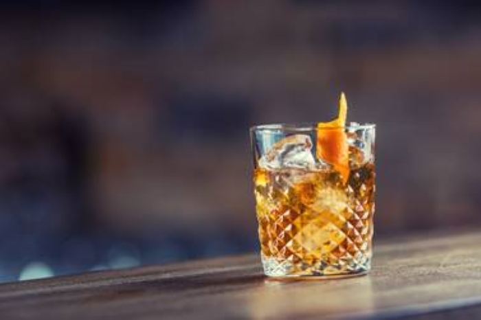 A Rum Old-Fashioned cocktail with El Dorado demerara rum from Guyana