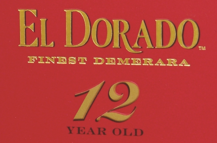 Detail from the box for A bottle of El Dorado demerara rum from Guyana