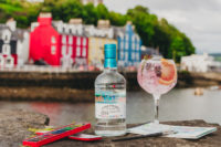 A bottle of Tobermory Hebridean Gin with a gin and tonic cocktail