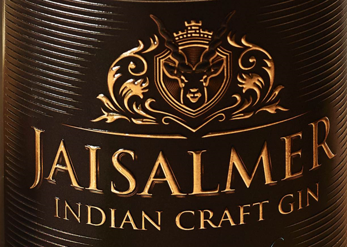 Jaisalmer Indian Craft Gin detail of label showing name