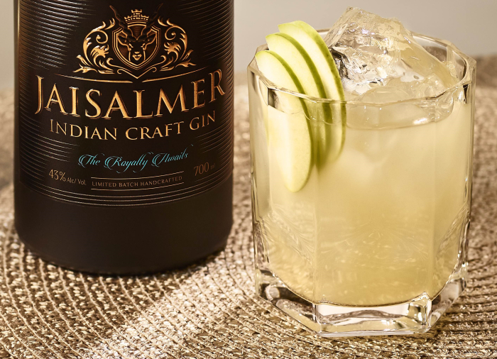 Jaisalmer Indian Craft Gin bottle with cocktail