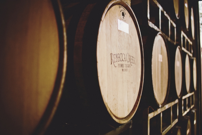 Rebecca Creek Distillery in Texas, whiskey barrels