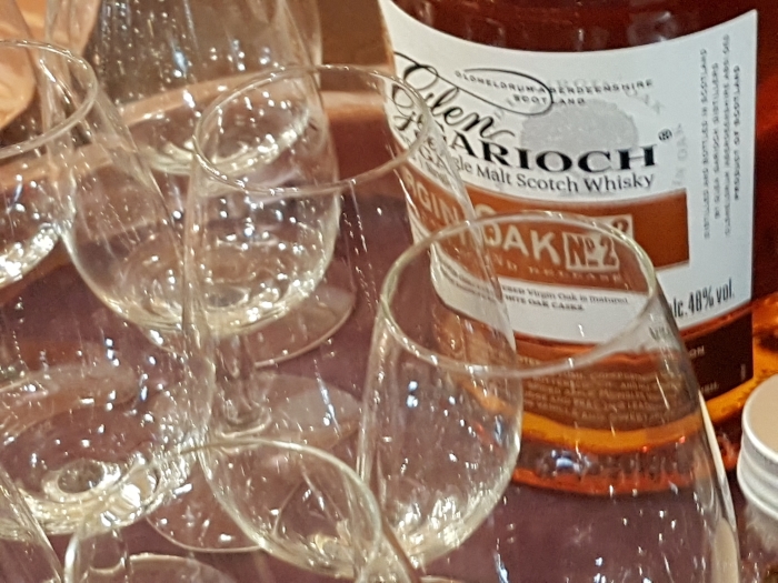 Ready for a Whisky Tasting in the Visitor Centre at the Glen Garioch Whisky Distillery in Aberdeenshire Scotland 2