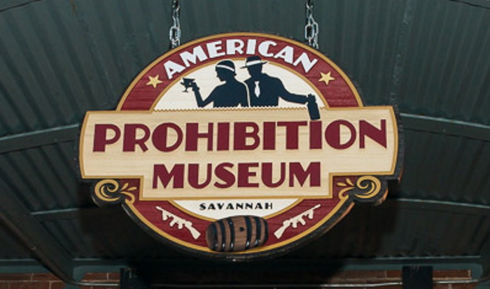 Sign for the American Prohibition Museum in Savannah, Georgia.