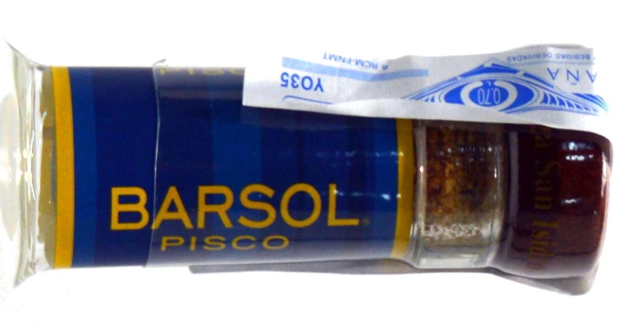 Barsol Pisco name on the neck of a bottle