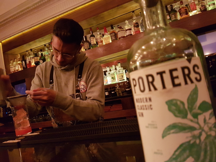 Martin Farmer making a Porter's Gin cocktail at the Orchid Bar in Aberdeen, The Distillery without a Still.