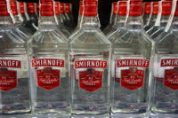 Several bottles of Smirnoff vodka for a vodka tasting