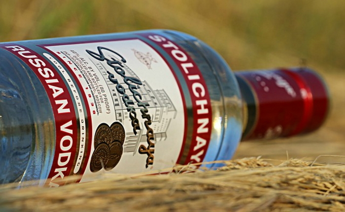 Bottle of Stolichnaya vodka for a vodka tasting