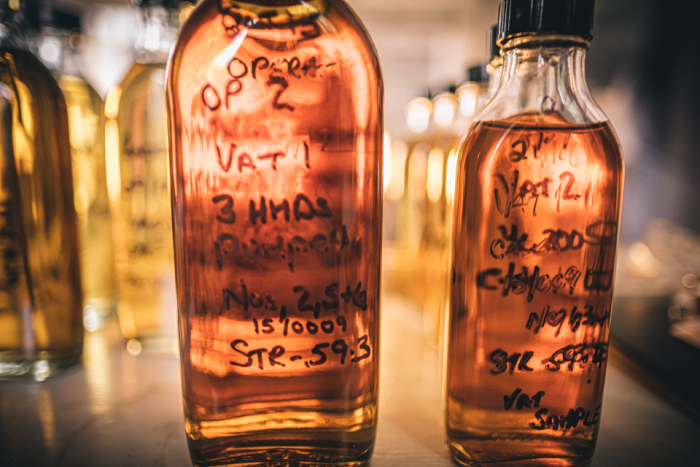 Whisky bottles in The Glenturret Distillery