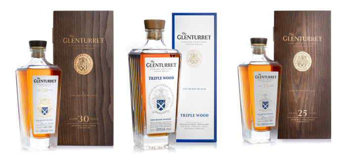 Three Glenturret Whisky Bottles