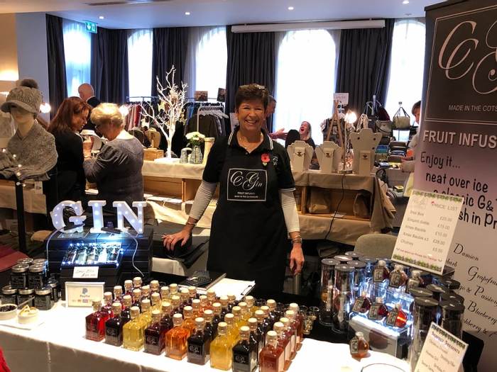 Cara Bexton of CC Gin with her Fruit-Infused Gins from the Cotswolds