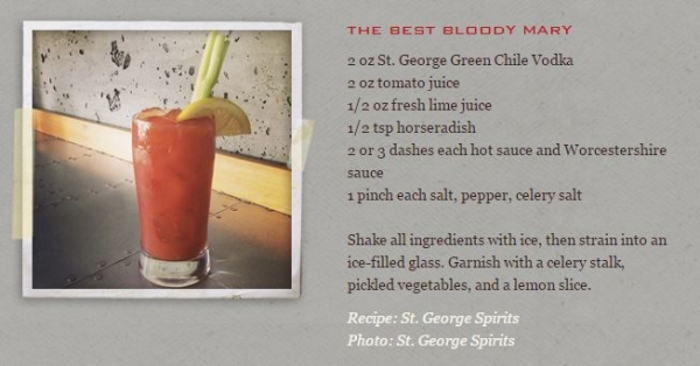 St George Spirits Green Chile Vodka Bloody Mary cocktail recipe