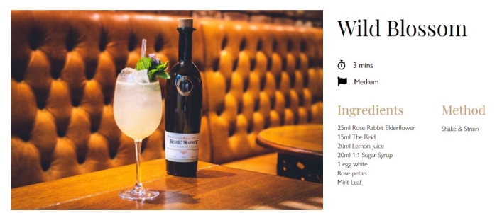 The reid single malt vodka from New Zealand with a Wild Blossom vodka cocktail