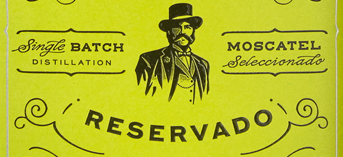 Detail from the label of an El Gobernador Pisco Bottle