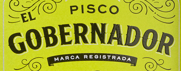 Detail from the label of an El Gobernador Pisco Bottle