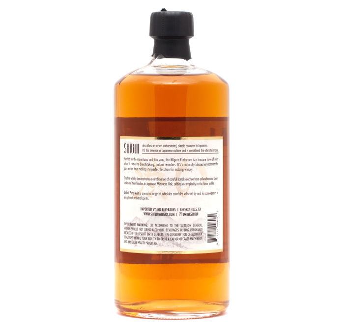 Shibui Japanese whisky Pure Malt back of bottle