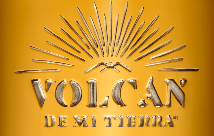 Detail from the bottle of Volcan de mi Tierra Reposado tequila
