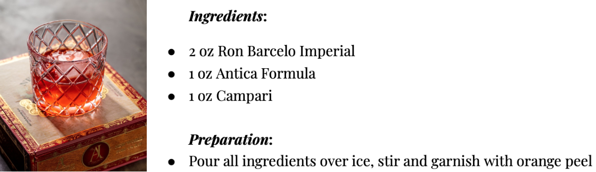 Aged Negroni rum cocktail