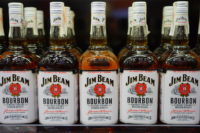 Jim Beam Kentucky Straight Bourbon bottles, to illustrate the question, Is Bourbon Whiskey?