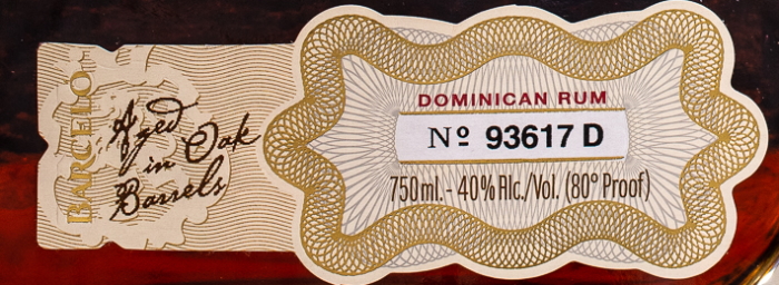 Ron Barcelo Dominican Rum label Detail