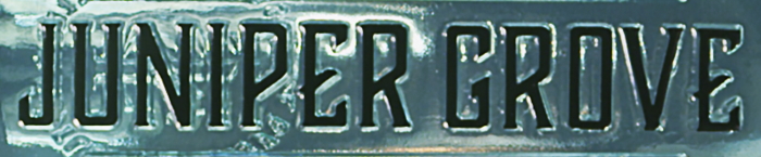 Detail from a bottle of Juniper Grove Atrium Gin